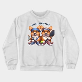 Corgi Puppies Playing Pickleball Design Crewneck Sweatshirt